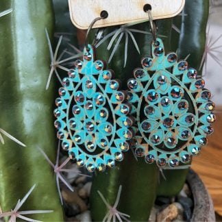 Turquoise and Montana Santa Fe Mini Crackle Wood Earrings
