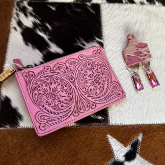 Tooled Coin Purse Pink